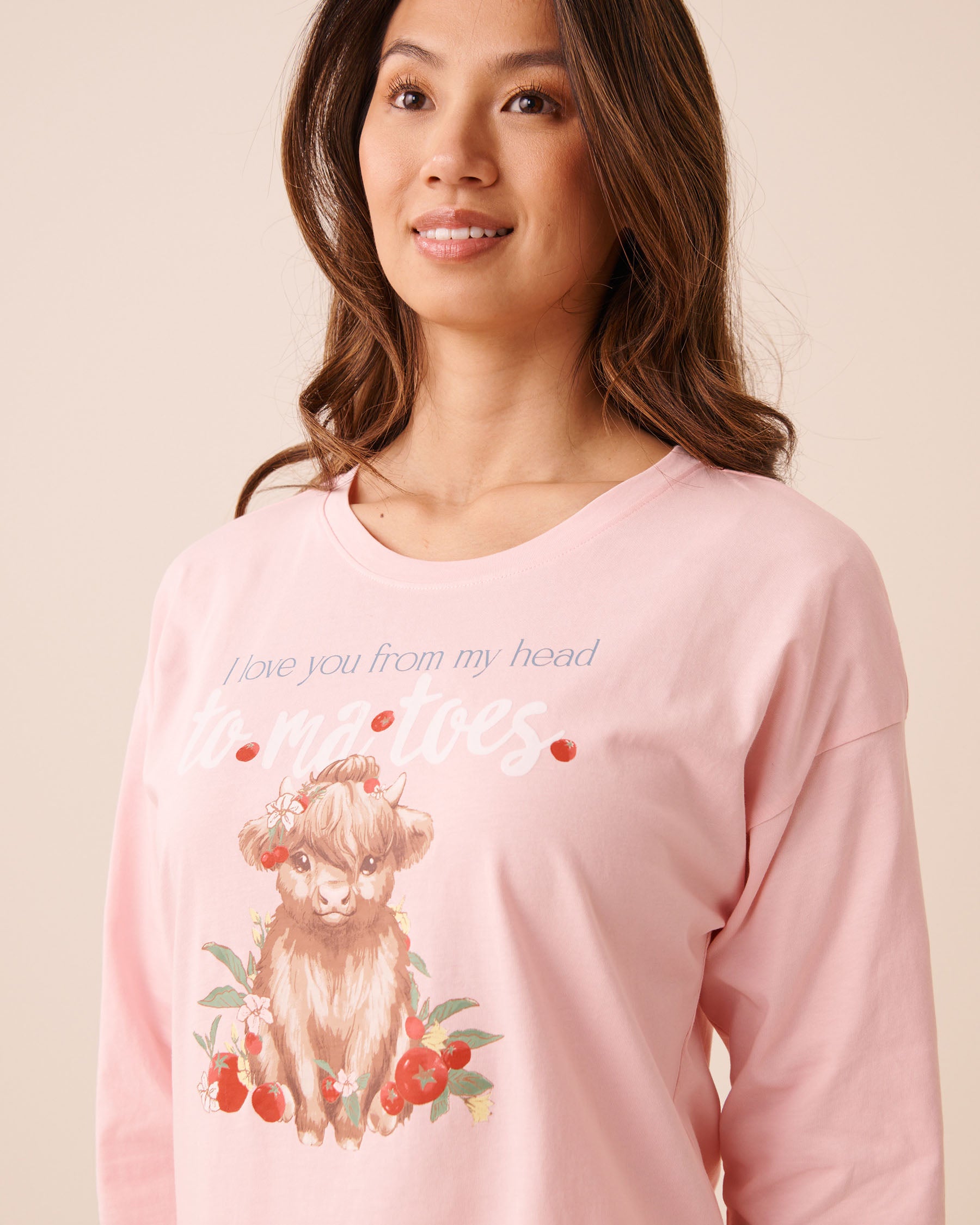 Highland Cow Print Cotton Long Sleeve Shirt