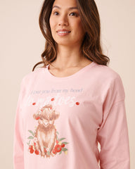Highland Cow Print Cotton Long Sleeve Shirt