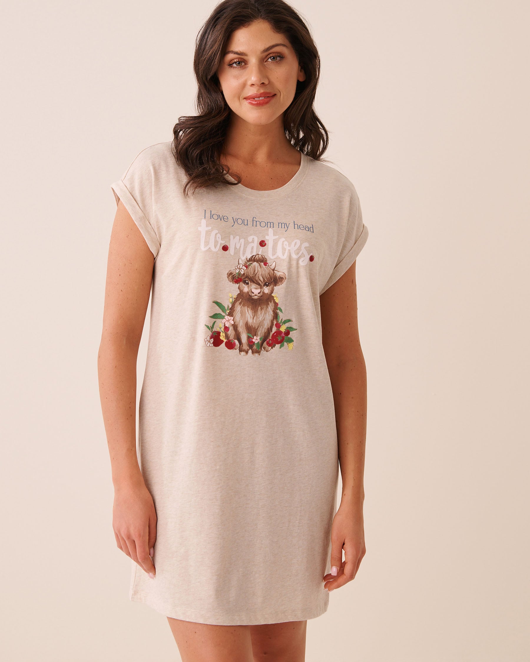 Highland Cow Print Cotton Short Sleeve Sleepshirt