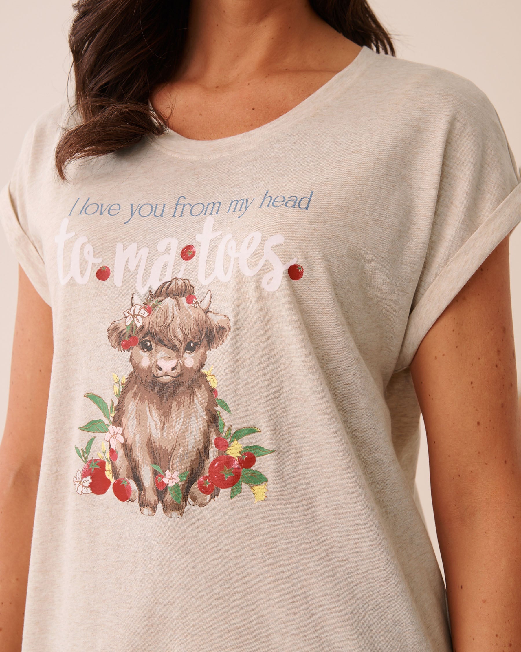 Highland Cow Print Cotton Short Sleeve Sleepshirt