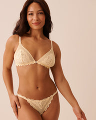 Lace and Swiss Dot Mesh String Panty