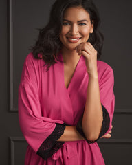 Lace Trim Modal Kimono