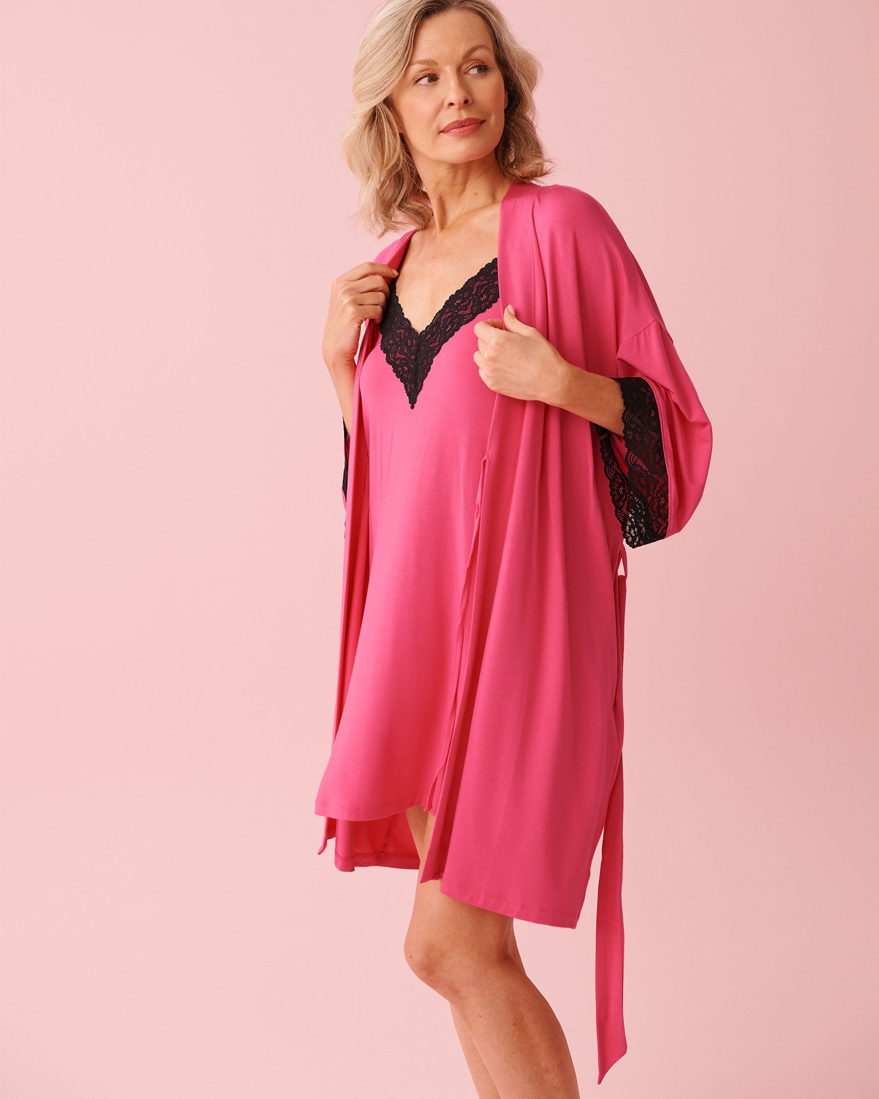 Lace Trim Modal Kimono