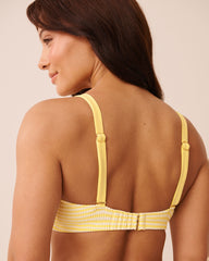 LEMON STRIPE D Cup Triangle Bikini Top