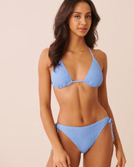 LILAC BLUE Crochet Side Tie Brazilian Bikini Bottom