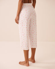 Lobster Floral Print Super Soft Pajama Capris
