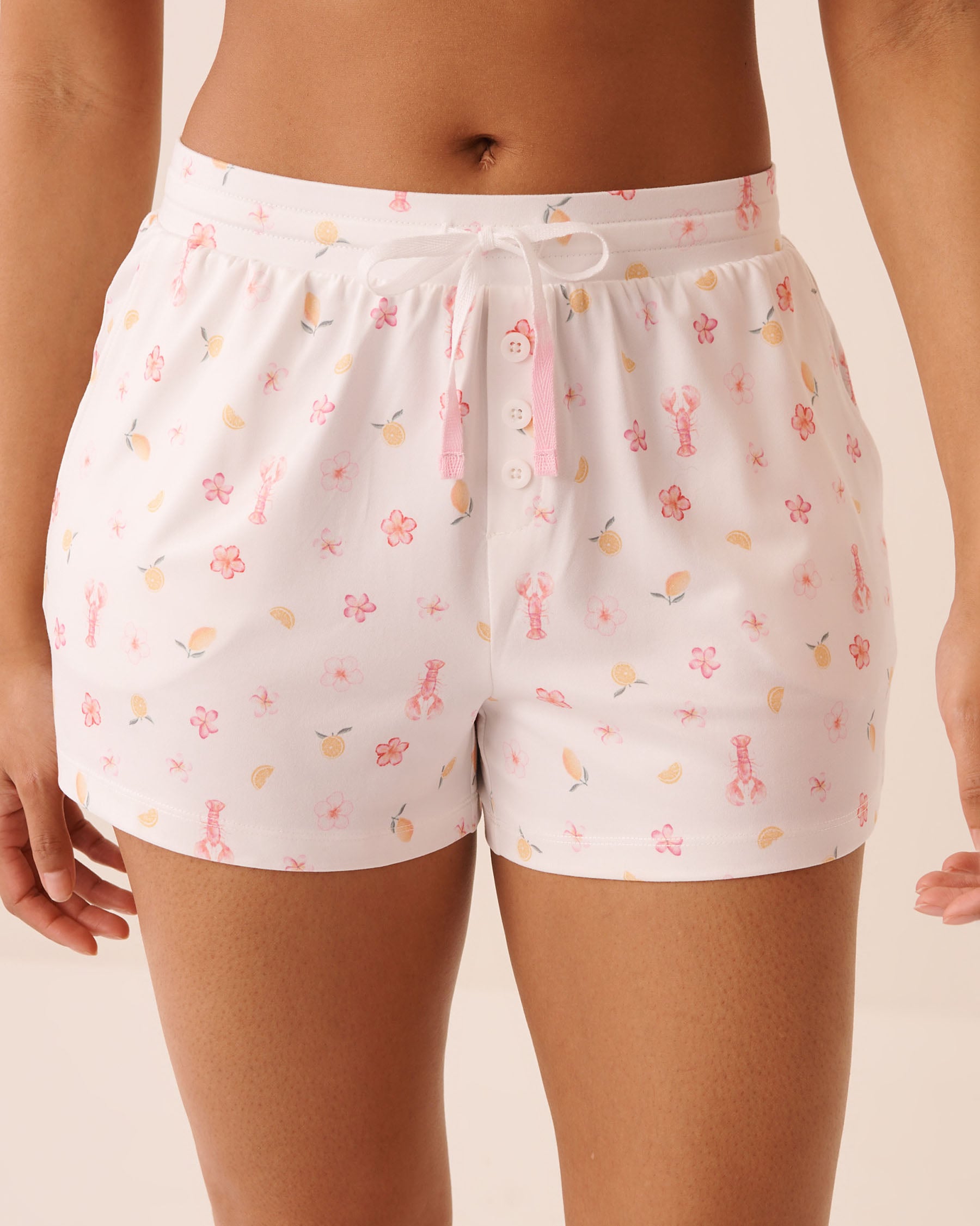 Lobster Floral Print Super Soft Pajama Shorts