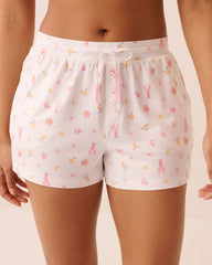 Lobster Floral Print Super Soft Pajama Shorts