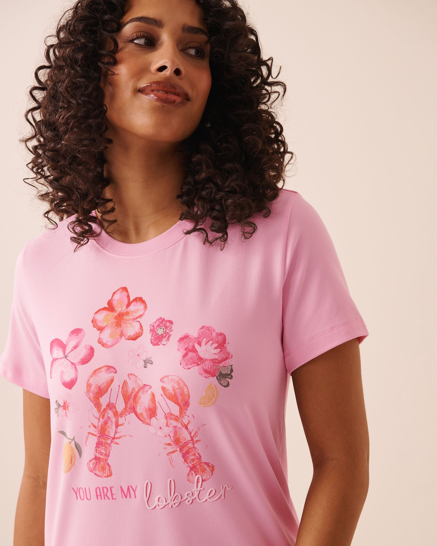 Lobster Floral Print Super Soft Short Sleeve T-shirt