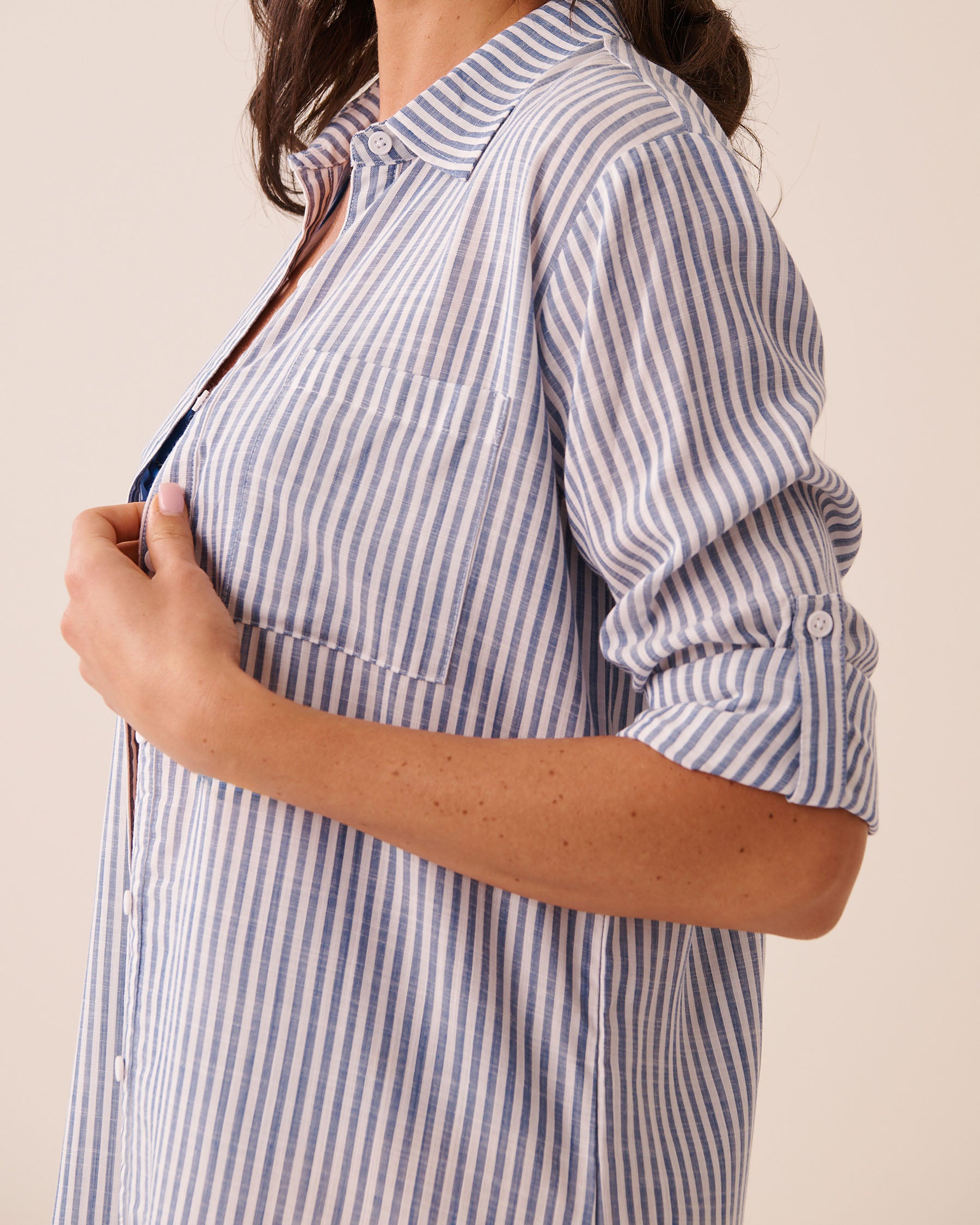Long Striped Button-down Shirt