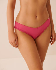 Microfiber and Lace Trim Brazilian Panty