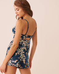 Butterfly Garden Print Lace Trim Cami Top