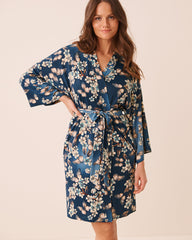 Butterfly Garden Print Microfiber Kimono