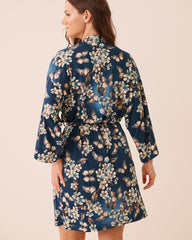Butterfly Garden Print Microfiber Kimono
