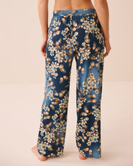 Butterfly Garden Print Straight-leg Pajama Pants