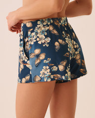Butterfly Garden Print Pajama Shorts