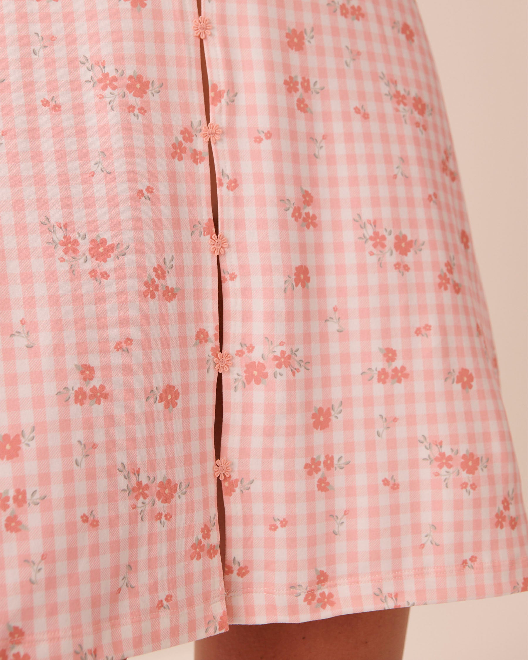 Floral Gingham Print Super Soft Nightie with Shelf Bra