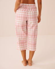 Pink Plaid Cotton Pajama Capris