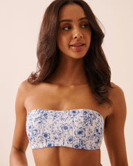 PORCELAIN FLORAL Bandeau Bikini Top