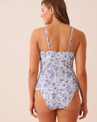 PORCELAIN FLORAL Scoop Neck Tankini Top