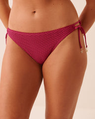 RASPBERRY RED Crochet Side Tie Brazilian Bikini Bottom