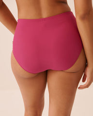 RASPBERRY RED Draped High Waist Bikini Bottom