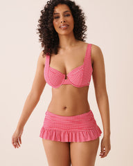 RED GINGHAM D Cup Plunge Bikini Top