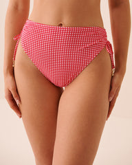 RED GINGHAM Side Tie High Waist Brazilian Bottom