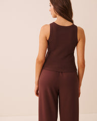 Ribbed Cotton Tank Top with Shelf Bra
