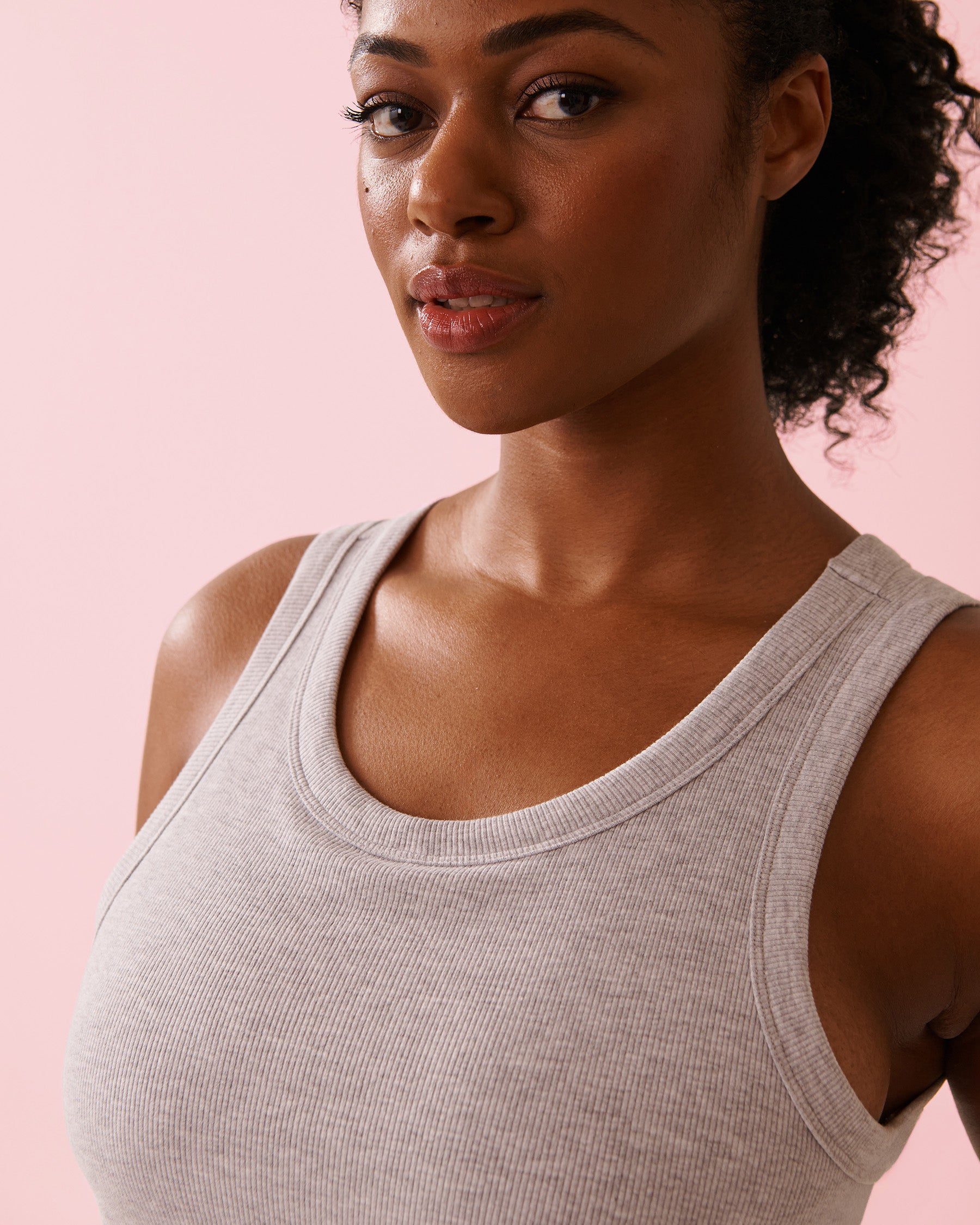 Ribbed Cotton Tank Top with Shelf Bra