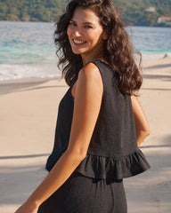 Ruffled Crepe Knit Cami