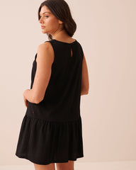 Ruffled Crepe Knit Short Dress