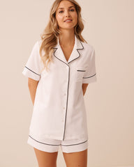 Short Sleeve Textured Satin PJ Set