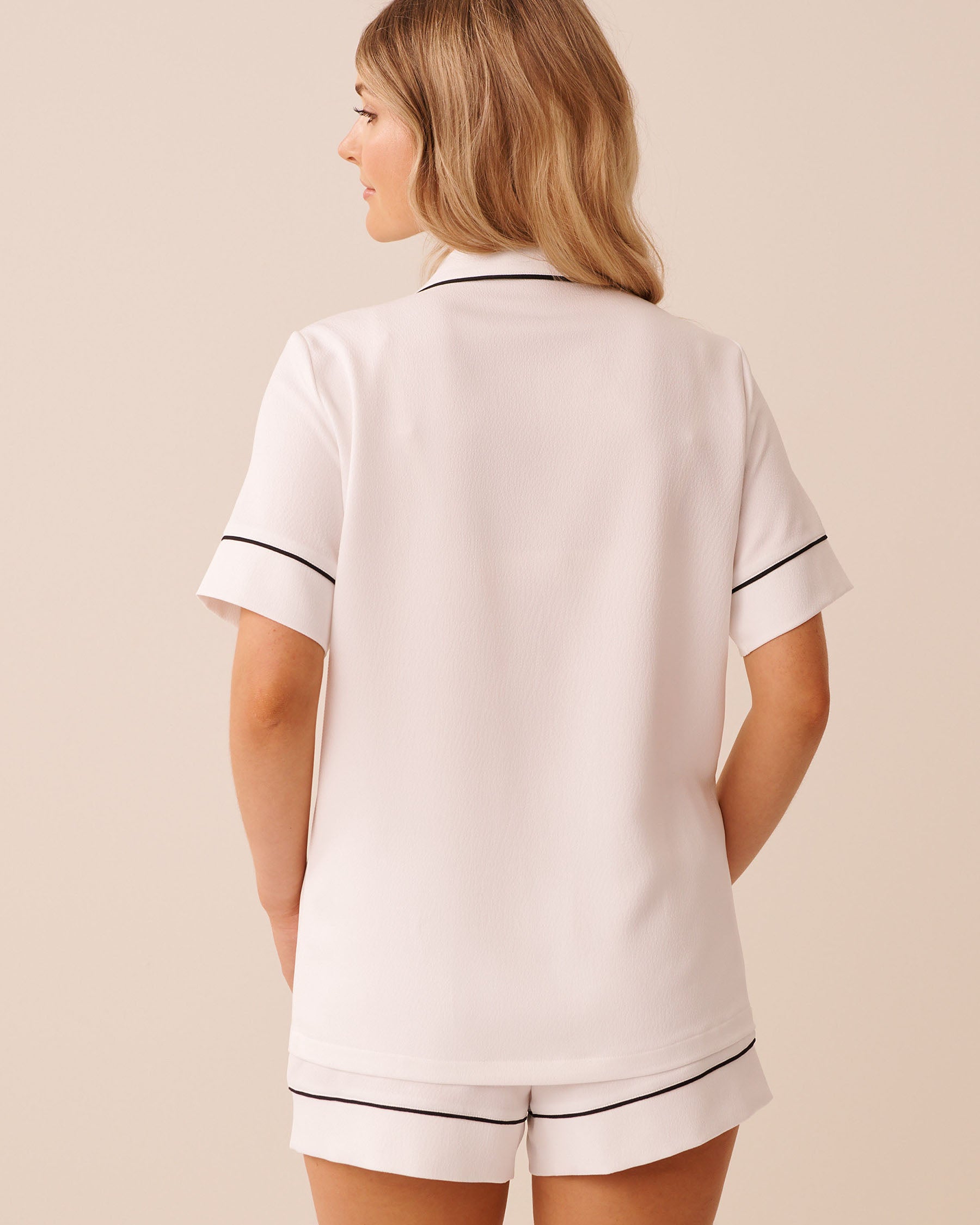 Short Sleeve Textured Satin PJ Set