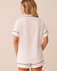 Short Sleeve Textured Satin PJ Set