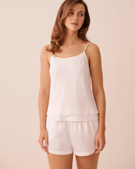 Satin and Chiffon Cami Top with Beaded Straps