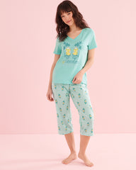 Sea Cabin Print Cotton T-shirt and Capris PJ Set