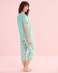 Sea Cabin Print Cotton T-shirt and Capris PJ Set