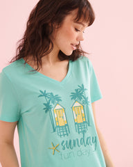 Sea Cabin Print Cotton T-shirt and Capris PJ Set