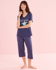 Sea Turtle Print Cotton T-shirt and Capris PJ Set