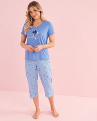 Seashell Print Cotton T-shirt and Capris PJ Set