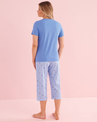 Seashell Print Cotton T-shirt and Capris PJ Set