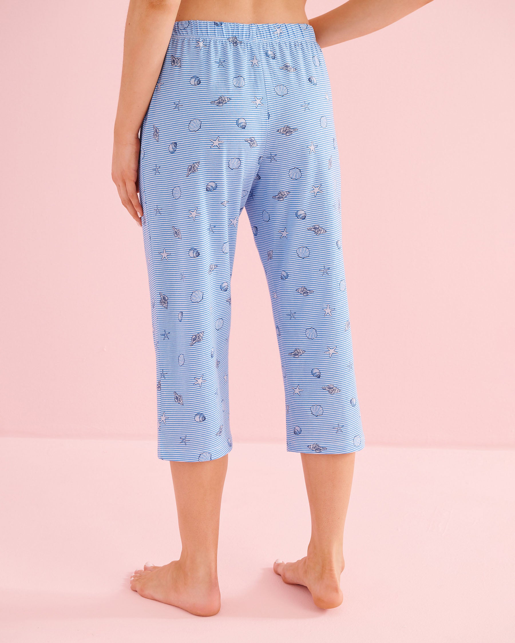 Seashell Print Cotton T-shirt and Capris PJ Set