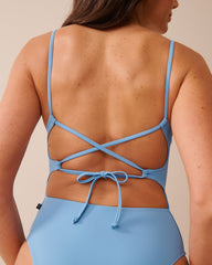 SERENE BLUE Strappy Back One-piece Swimsuit