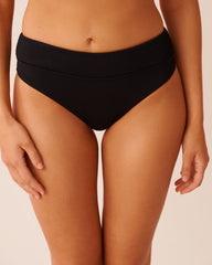 BLACK Mid Waist Brazilian Bikini Bottom