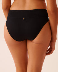 BLACK Mid Waist Brazilian Bikini Bottom