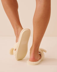 Bow Soft Plush Slide Slippers