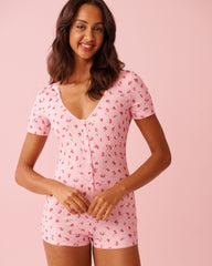 Strawberry Print Super Soft Short Sleeve Romper