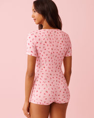 Strawberry Print Super Soft Short Sleeve Romper
