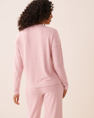 Striped Soft Knit Long Sleeve Button-down Top